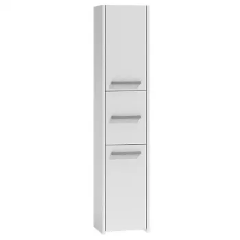 Top e shop S43 BIEL kylpyhuoneen kaappi — vapaasti seisova, 6 hyllytasoa, 400×300×1700 mm, valkoinen