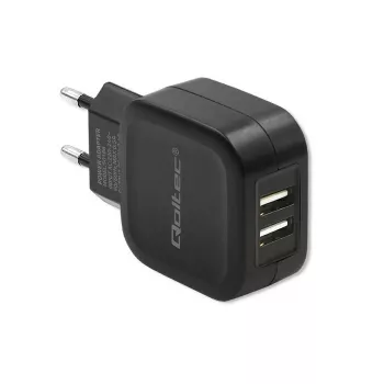 Sisälaturi QOLTEC 50186 älypuhelimelle ja tabletille, 5 V 3.4 A, 17 W, 2× USB, musta