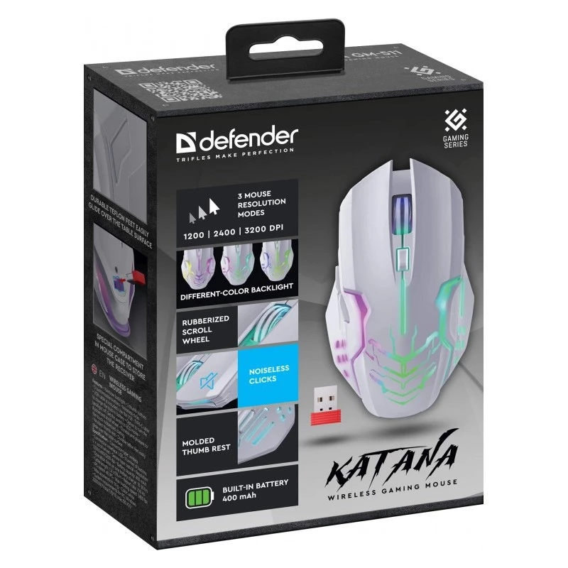 CDEFENDER GM-511 KATANA RF 3200dpi 7P valkoinen