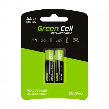 Ladattava akku Green Cell GR06 AA NiMH 1,2 V 2000 mAh, 2 kpl, 50,5 mm
