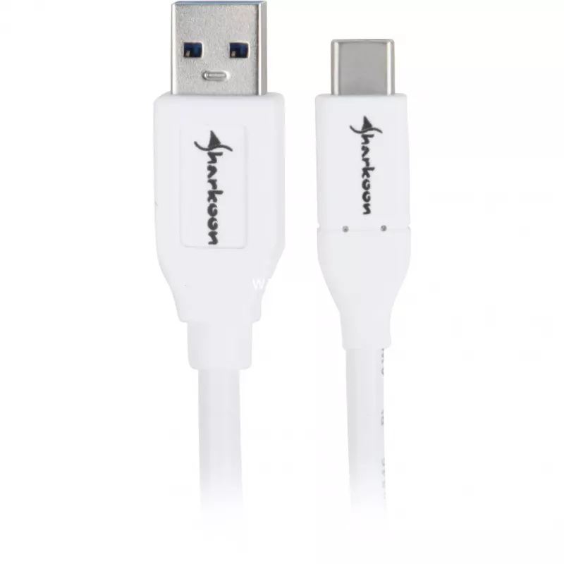 USB 3.2 Gen 2 kaapeli, USB-A uros > USB-C uros (valkoinen, 0,5 metriä)
