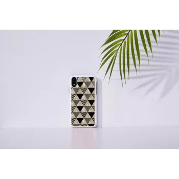 iKins älypuhelinkotelo iPhone XR — pyramidikuvio, valkoinen