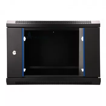 EXTRALINK LITE 6U 530X400 seinäasennettava räkkikaappi musta hyllyllä