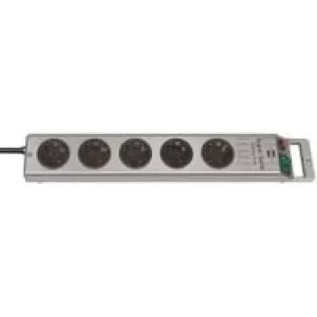 Brennenstuhl 1153340115 Super-Solid Line -pistorasialista 5-osainen 2,5 m H05VV-F 3G1,5, hopea (1153340115)