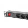 Lanberg PDU-04E04I-0200-IEC-BK 1U-räkkijakelupaneeli (PDU), 4x tyyppi E + 4x IEC C13, 10 A, 2 m, musta