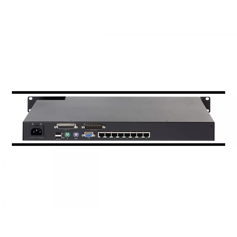 KVM-kytkin APC KVM0108A, 8-porttinen PS/2 VGA, 1U räkki, 1600x1200, musta