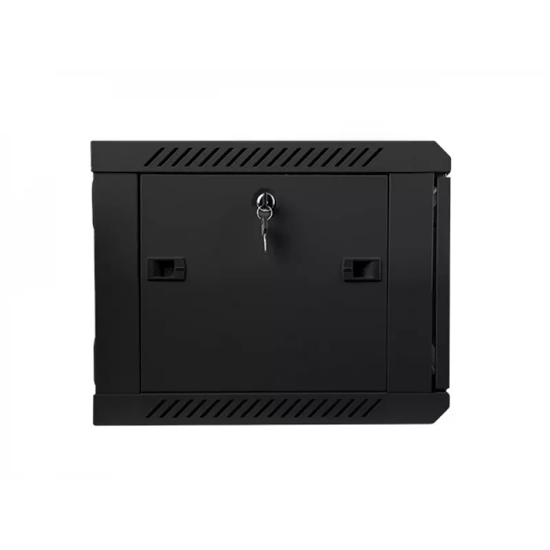 Lanberg WF01-6406-10B 19 tuuman seinäkiinnitteinen laitekaappi, 6U, 600x450x368 mm, lasiovi, 60 kg, musta
