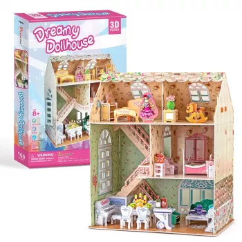 Nukkekodin rakennussarja CubicFun P645H — 3D-paperi-/pahvikokoonpano, Dreamy
