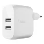 Belkin BOOST CHARGE - verkkolaite - 24 W - QC 3.0 - 2 lähtöliitäntää (USB) - valkoinen (WCB002VFWH)