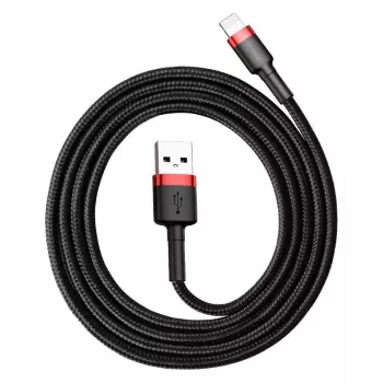 USB-A - Lightning -kaapeli Baseus Cafule 2.4A QC 3.0, 1 m — musta/punainen