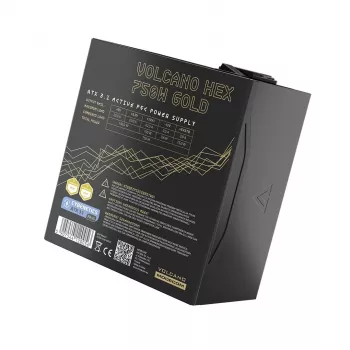 Virtalähde MODECOM VOLCANO HEX GOLD 750W, 80 PLUS Gold, ATX 3.1, modulaarinen, 14 cm tuuletin