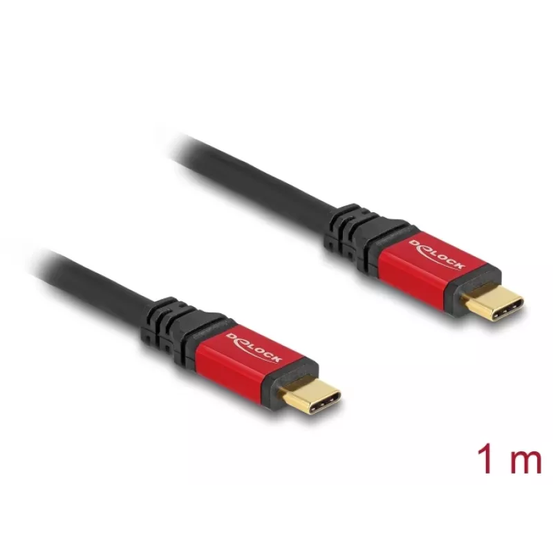 DeLOCK USB-kaapeli USB Type-C uros–uros 10 Gbit/s PD 3.0 100 W 1 m punainen metalli