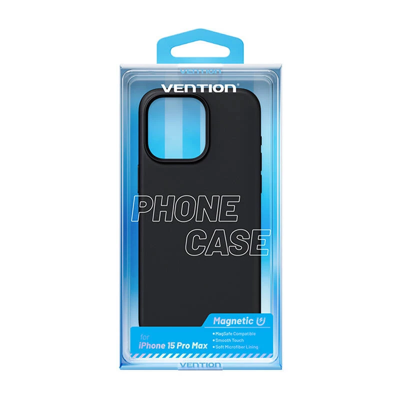 Vention KUFB0-40 silikoninen suojakotelo iPhone 15 Pro Max — musta soft touch -kotelo