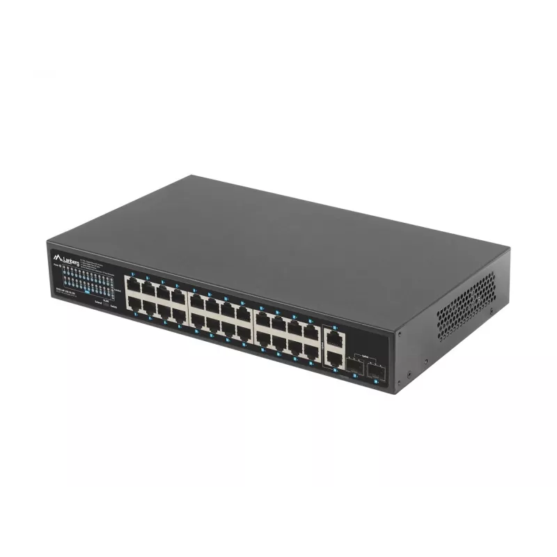 Hallitsematon kytkin Lanberg RSGE-24P-2GE-2S-250 24 porttia räkkiasennus