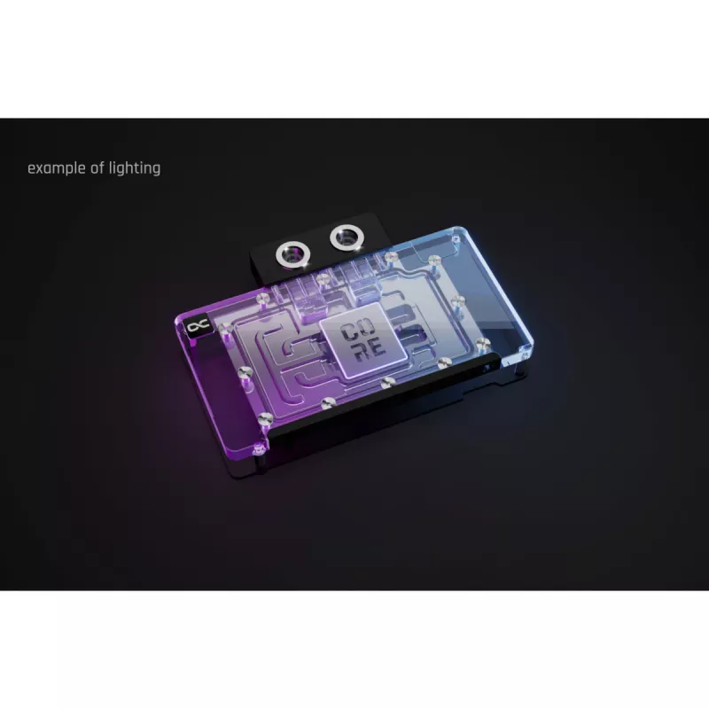 Näytönohjaimen vesijäähdytin Alphacool RTX 5080 Phoenix läpinäkyvä hopea backplatella
