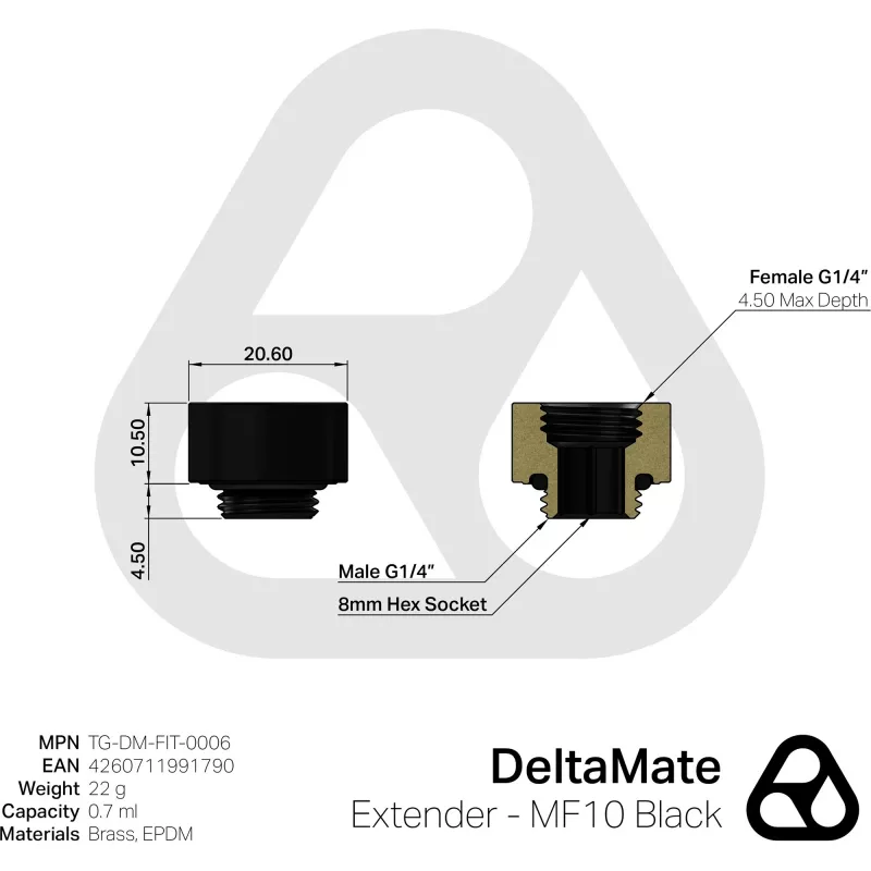 Thermal Grizzly DeltaMate Extender - MF10 musta (TG-DM-FIT-0006)