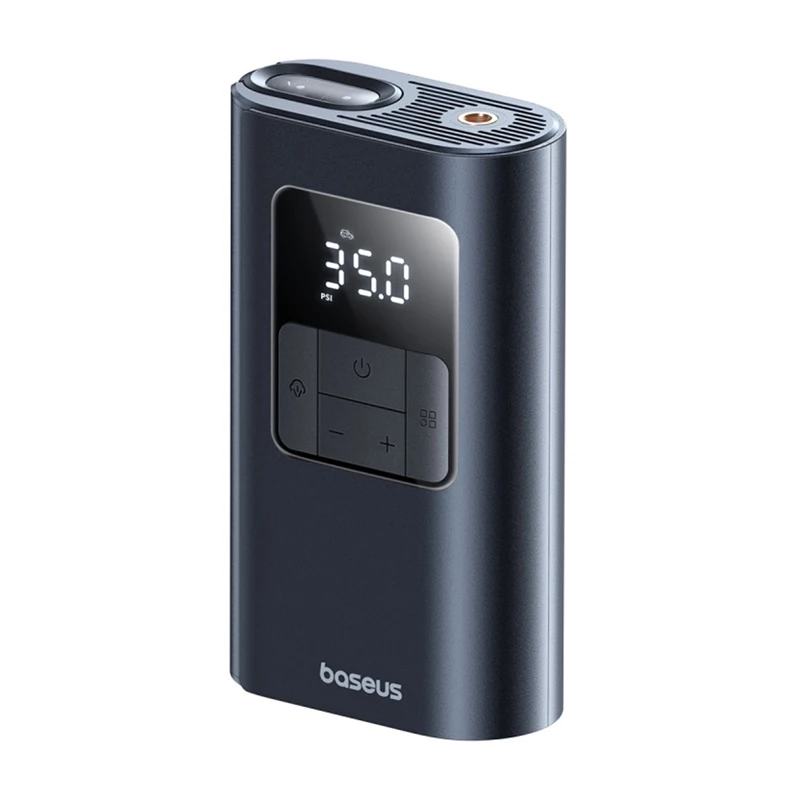 Baseus PrimeTrip VA1 kannettava rengaspumppu, 75 W, 2-in-1 taskulampulla ja 6000 mAh varavirtalähteellä, musta
