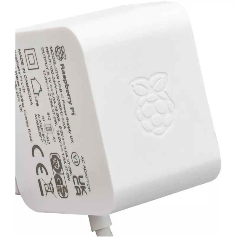 Raspberry Pi SC1152 virtalähde ja jännitemuunnin sisäkäyttöön 27 W valkoinen (SC1152)