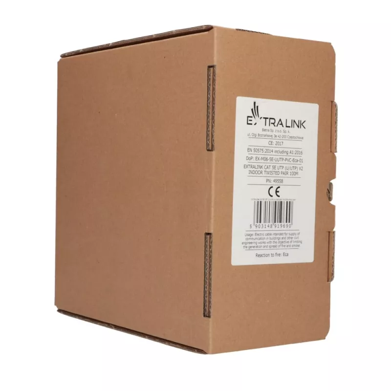 Verkkokaapeli Extralink Twisted pair CAT5E UTP (U/UTP) V2 100 m harmaa