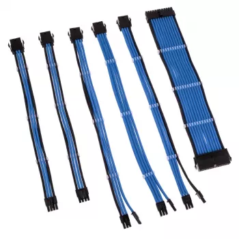 Punottu kaapelinjatkosarja Kolink Core Adept — 20+4-pin, 8-pin, 4+4-pin, 3×6+2-pin, sininen, PET-päällyste