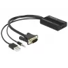Videosovitinkaapeli DeLOCK 62597 0,25 m HDMI Type-A VGA D-Sub 3,5 mm USB Type-A musta