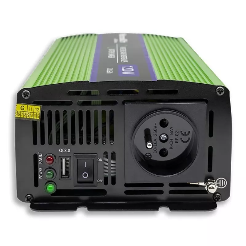 Auto-invertteri Qoltec Monolith 1200 W vihreä 12 V