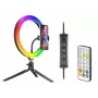 Renkaanmuotoinen valaisin RGB 26 cm jalustalla