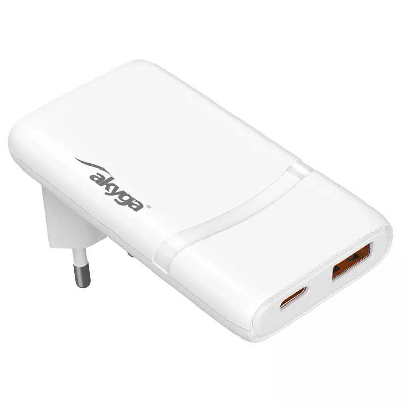 Akyga AK-CH-31 ohut GaN-USB-laturi 65 W, USB-C PD + USB-A, valkoinen