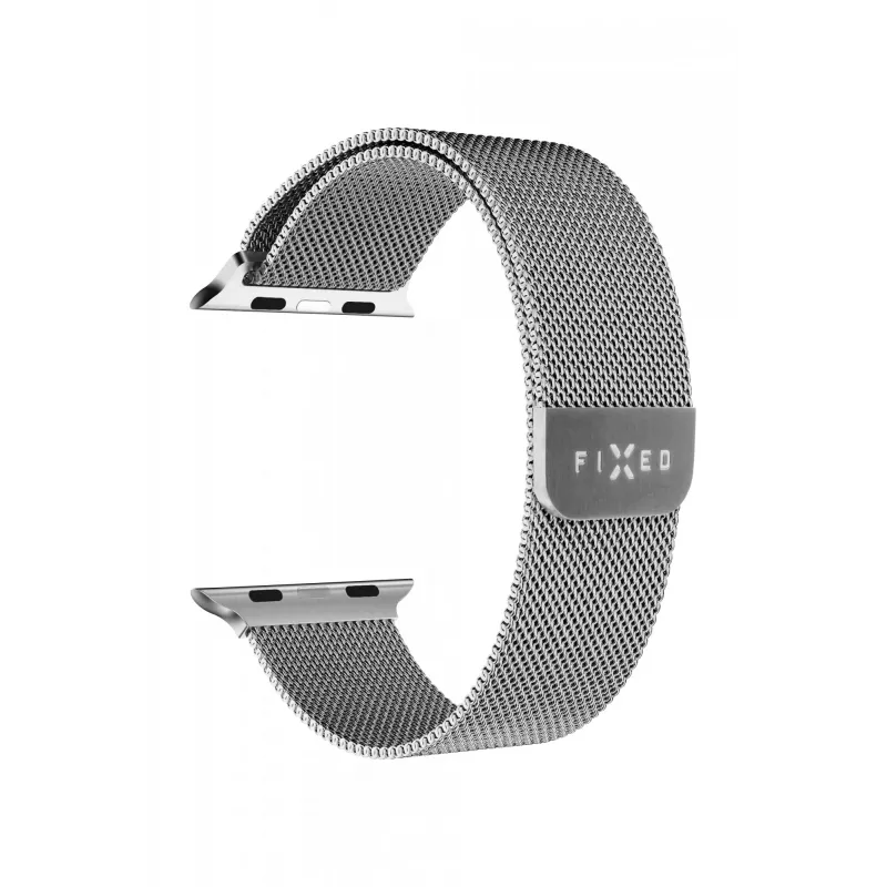 Mesh-ranneke FIXED Apple Watch 38/40/41 mm -kelloon — FIXMEST-436-SL hopea, Milanese-ruostumaton teräs, säädettävä