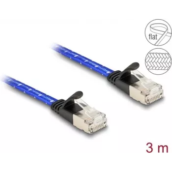 Verkkokaapeli DeLOCK RJ45 litteä Cat.6A 3 m sininen