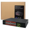 Ethernet PoE -kytkin QOLTEC 16x RJ45, 2x RJ45 uplink, 1x SFP (MPN 52291)