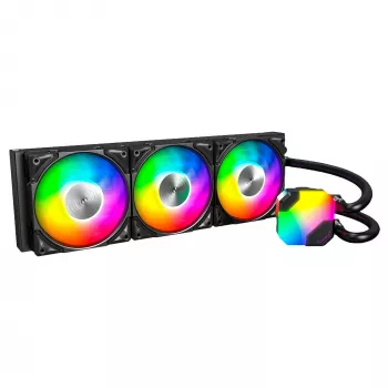 AIO-vesijäähdytys Montech Hyper Flow ARGB 360 mm musta – 360 mm jäähdytin, ARGB, suljettu CPU-jäähdytin