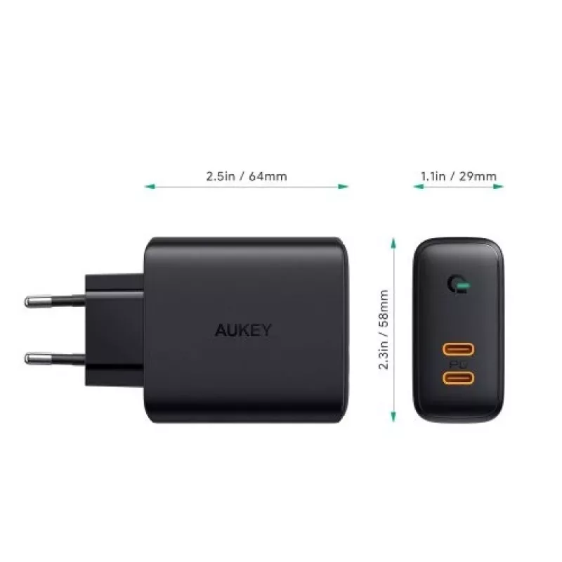 AUKEY PA-D2 laturi mobiililaitteille 36W musta sisäkäyttöön