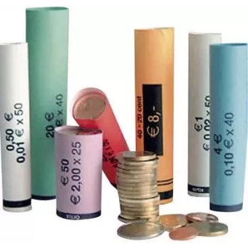 Nikkelikolikkohylsyt 10 kpl Olympia 3701 – metalliset kolikkorullat lajitteluun ja säilytykseen