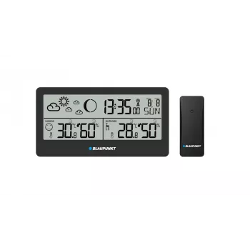 BLAUPUNKT WS20BK -sääasema — näyttö sisä-/ulkolämpötilalle & kosteudelle, musta, 1 anturi, LCD, paristokäyttöinen