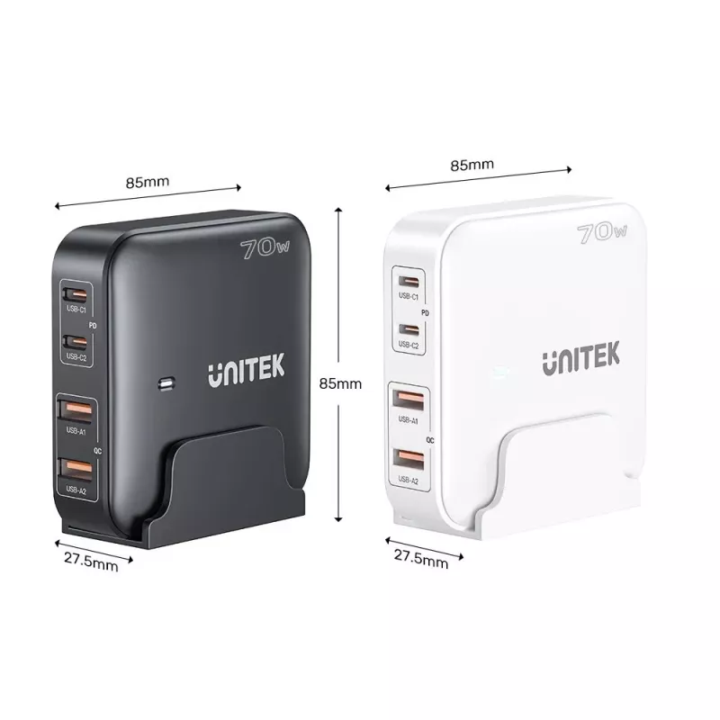 Pöytälaturi Unitek P1228AWH01-EU 70W 2×USB-A 2×USB-C