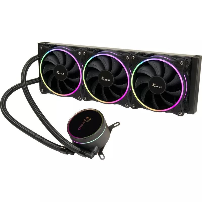 all-in-one-nestekühler INTER-TECH LC-360 RGB — 12 cm tuuletin, hydraulinen laakeri, musta