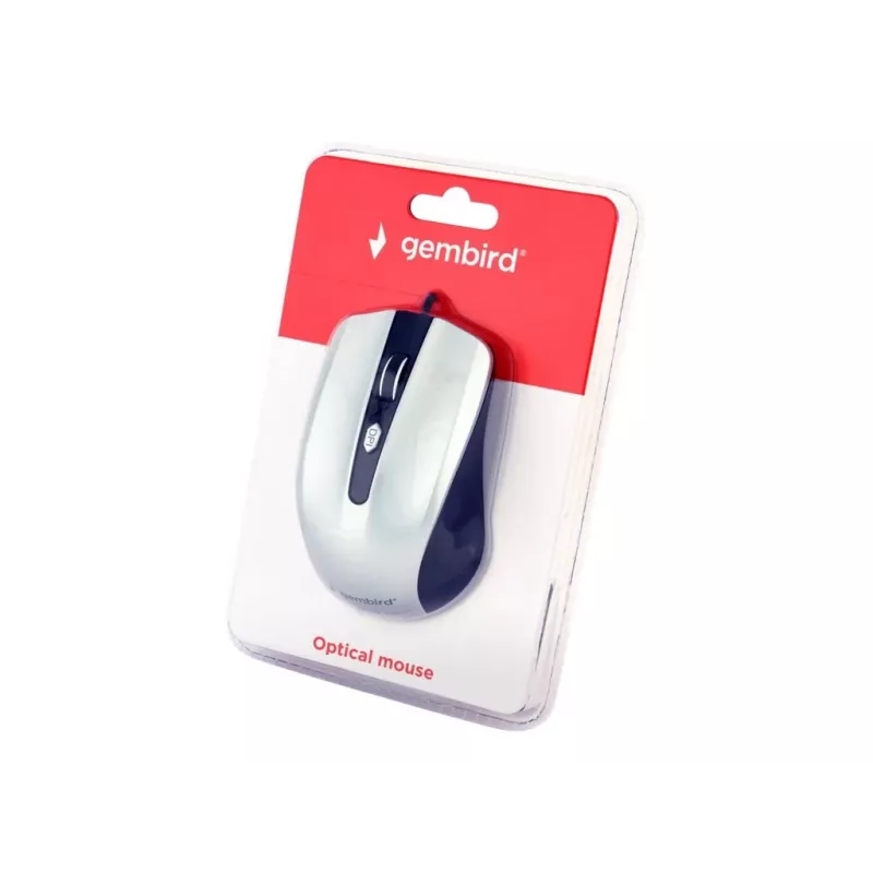 Johdollinen molempikätinen optinen hiiri GEMBIRD MUS-4B-01-BS, USB Type-A, 1200 DPI, 4 painiketta, musta/hopea