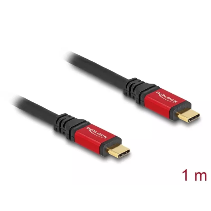 DeLOCK USB-kaapeli USB Type-C uros–uros 10 Gbit/s PD 3.0 100 W 1 m punainen metalli