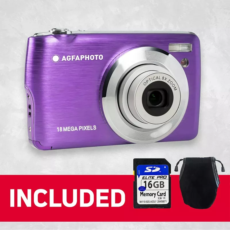 Agfa Photo DC8200 violetti + laukku + SD-kortti 16 GB