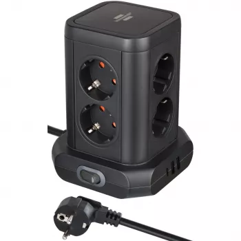 Pistorasiatorni Brennenstuhl 1153560010 — 8 pistorasiaa, 2×USB-A, 1×USB-C, musta