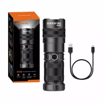 Taskulamppu Superfire GT60, 2600 lm, USB-C ladattava käsivalaisin