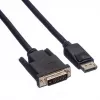 Roline - videokaapeli - DisplayPort (uros) – DVI-D (uros) - 2 m - peukaloruuvit - musta
