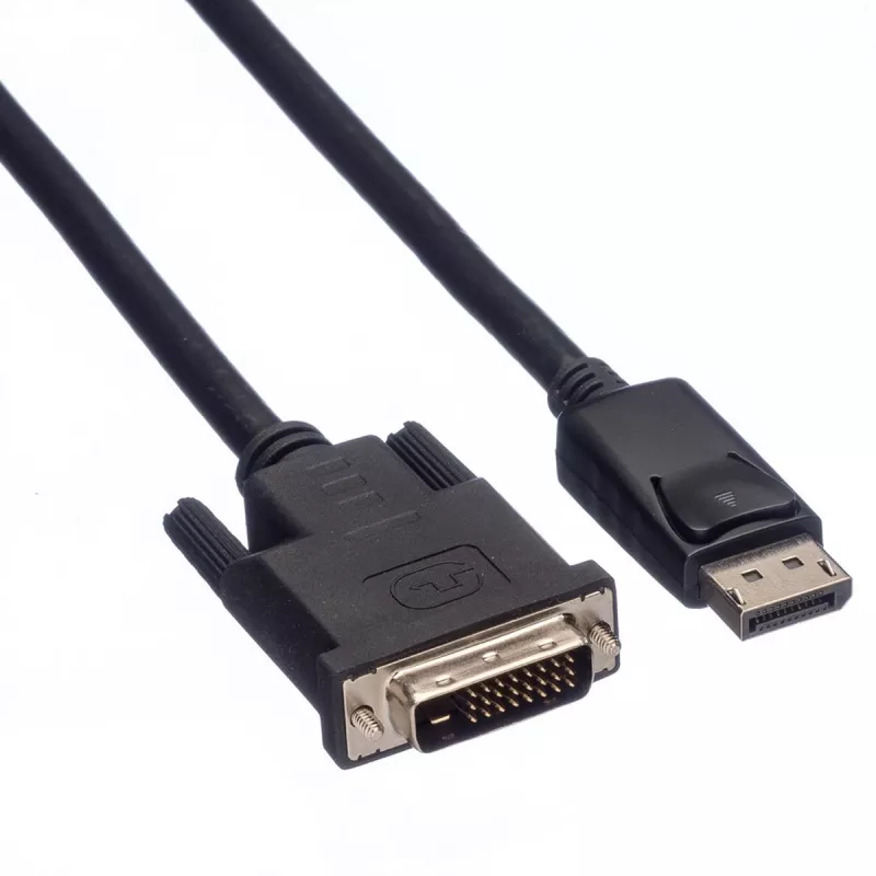 Roline - videokaapeli - DisplayPort (uros) – DVI-D (uros) - 2 m - peukaloruuvit - musta