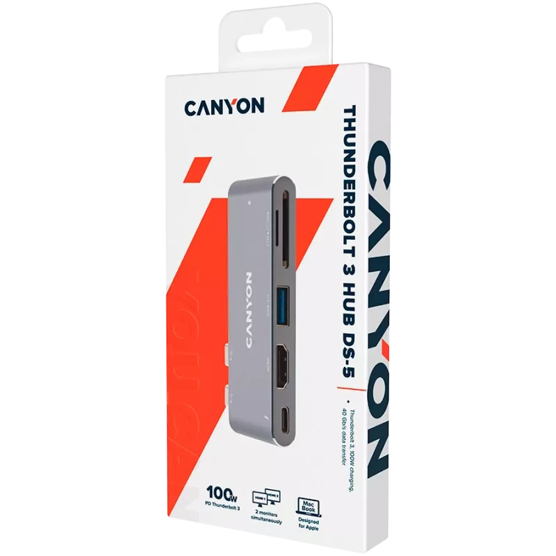 CANYON keskitin DS-5 5in1 Thunderbolt 3 4K Space Grey