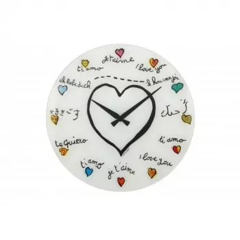 NeXtime kello 8030 Loving You, Ø43 cm, seinäkello, valkoinen/monivärinen