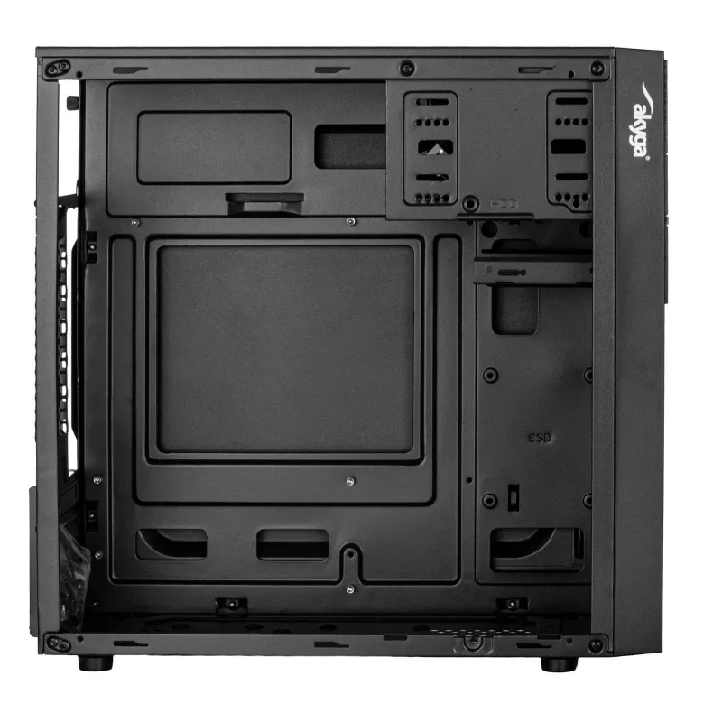 Akyga AK19BK Micro Tower -tietokonekotelo, Micro-ATX / Mini-ITX, USB-C + USB 3.0 + 2x USB 2.0, ilman virtalähdettä, musta