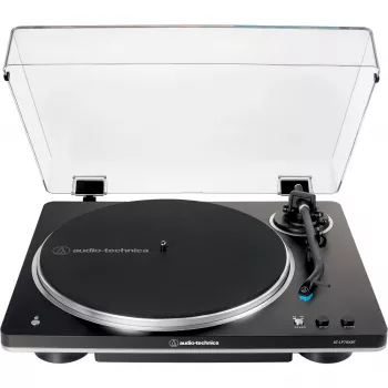 AT-LP70XBTBS, levysoitin musta/hopea, sisäänrakennettu RIAA-esivahvistin, Bluetooth, täysautomaattinen, hihnaveto