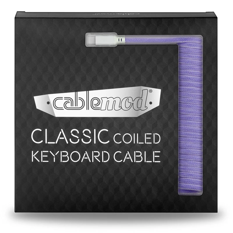 CableMod Classic Coiled CM-CKCA-CW-PW150PW-R spiraalimallinen näppäimistökaapeli, USB-C – USB-A, 150 cm, Rum Raisin