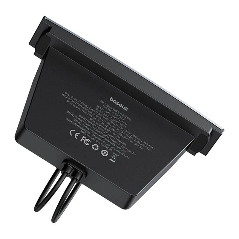 Keskitin Baseus T-Space USB-C–Lightning-kaapeleilla Tesla-autoihin (musta)